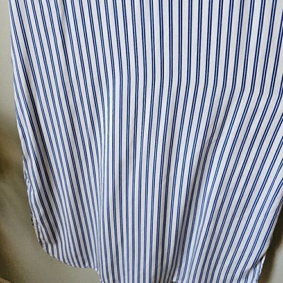 EUC LIKE NEW TERRE BLUE 100% LYOCELL STRIPED EMBROIDERED BUTTON DOWN DRESS SZ L - Picture 13 of 16
